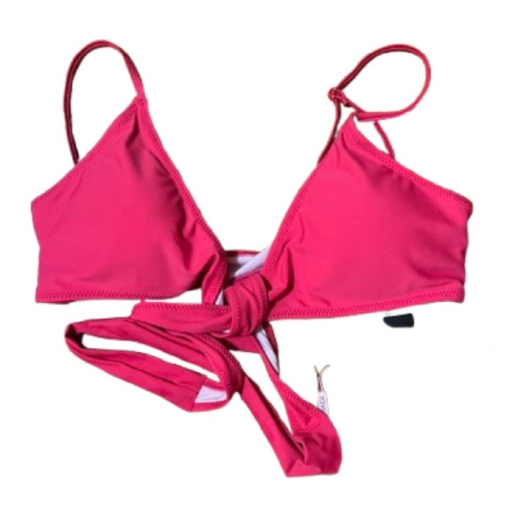 NWT Zeraca Freesia Strappy Tie-Front Wrap Bikini Halter Top Size Medium